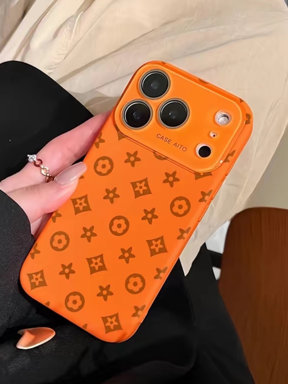 iPhone 17 Pro Max Orange Dopamine Case | Soft Silicone Monogram Style 🧡 - Picture 6 of 7